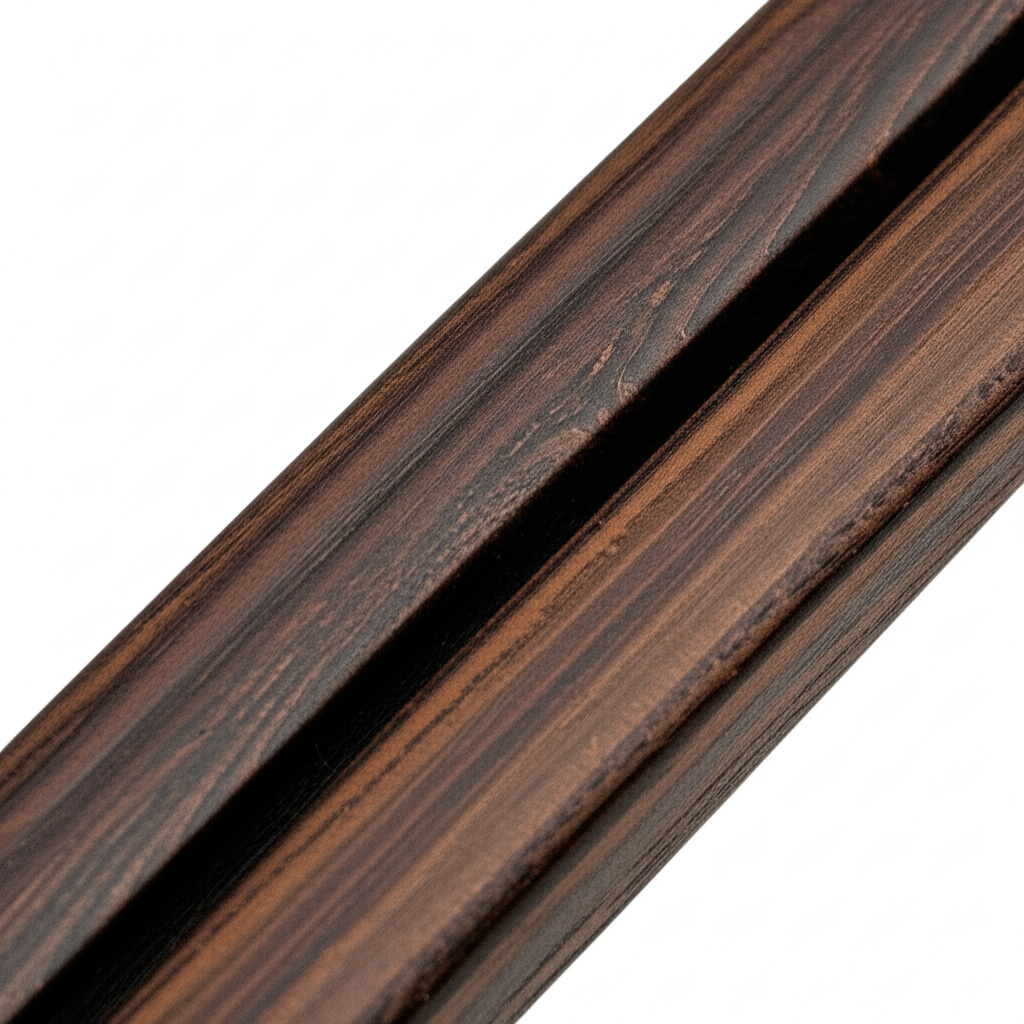 Close-up image showcasing the natural grain of Trac wood chopsticks, highlighting the rich color and unique texture.