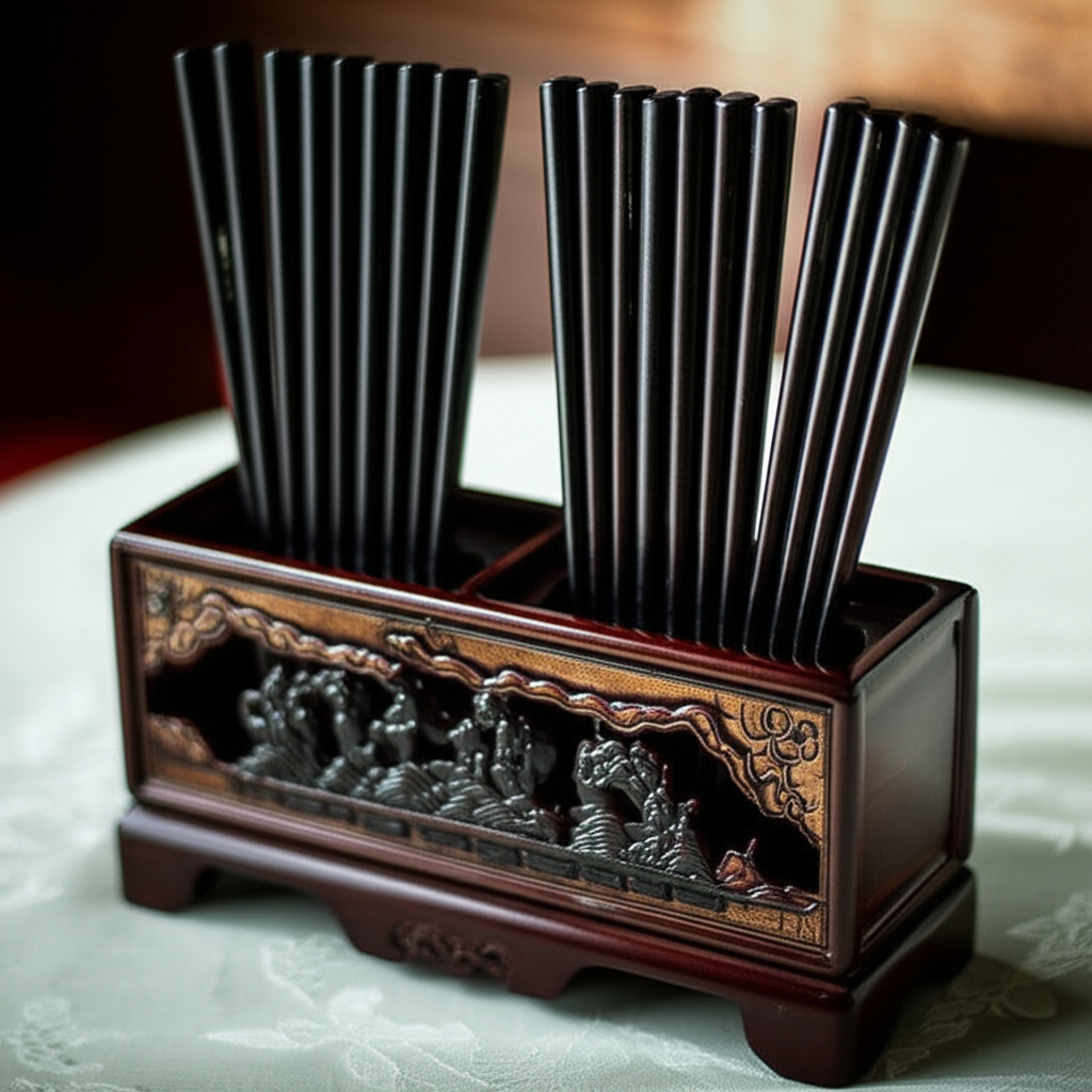 Hộp đựng đũa gỗ trắc phong thủy