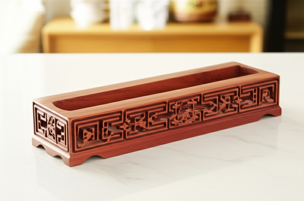 Hộp đựng đũa gỗ trắc chạm khắc tinh xảo
