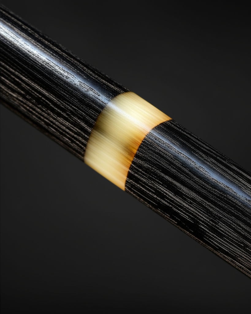 Cận cảnh v&acirc;n gỗ mun v&agrave; đầu sừng b&oacute;ng mịn tr&ecirc;n đũa