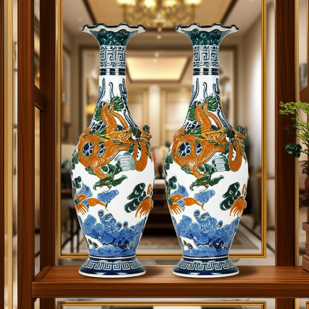 Lục bình chạm cửu long hiện đại trong không gian phòng khách