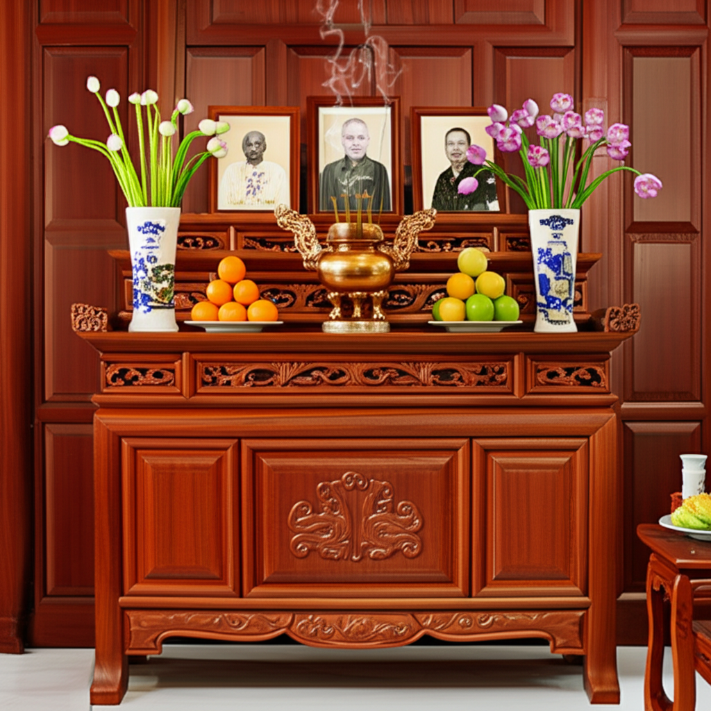 Phong Thủy Bàn Thờ: Chọn Gỗ & Hướng Chuẩn