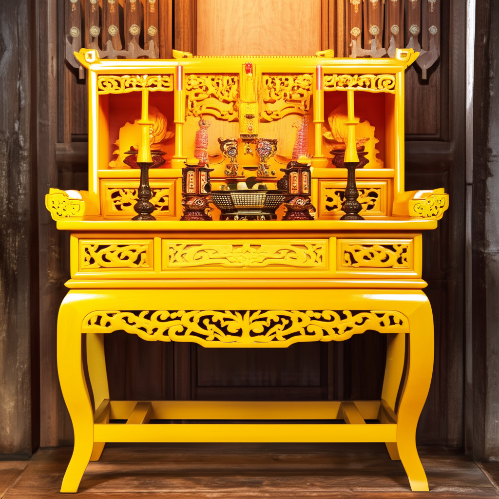 B&agrave;n thờ gỗ m&iacute;t ấm c&uacute;ng