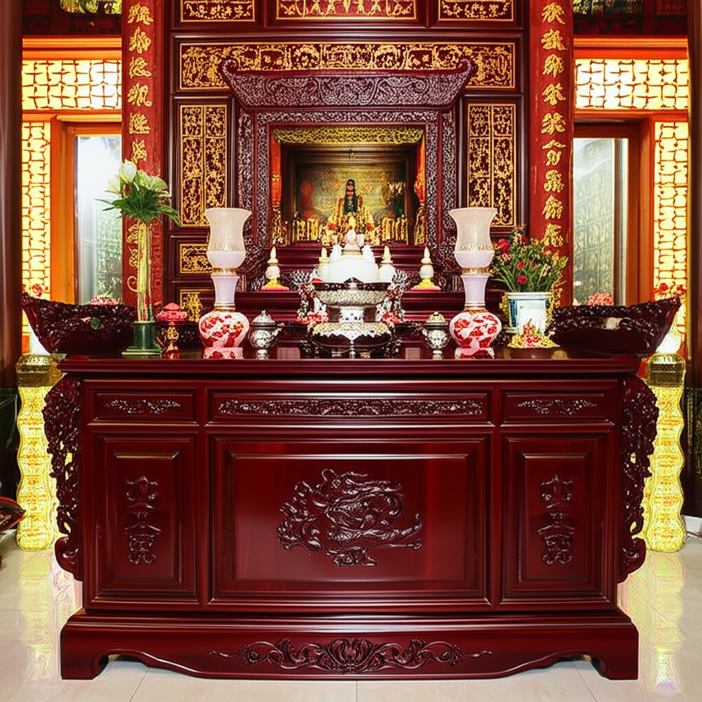 Trạm Khắc Bàn Thờ: Chọn Chất Liệu, Kiểu Dáng Theo Phong Thủy