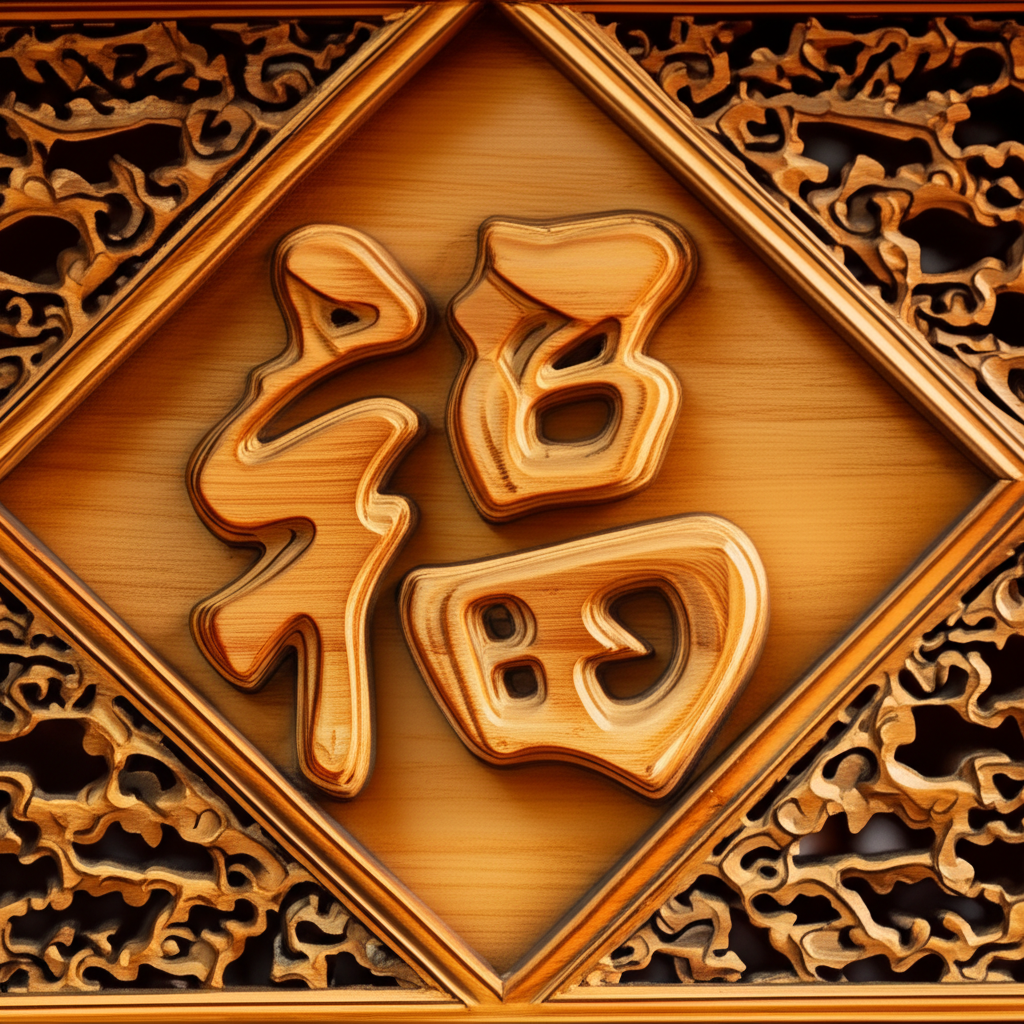 Chi tiết hoa văn chữ Ph&uacute;c tr&ecirc;n trạm khắc b&agrave;n thờ