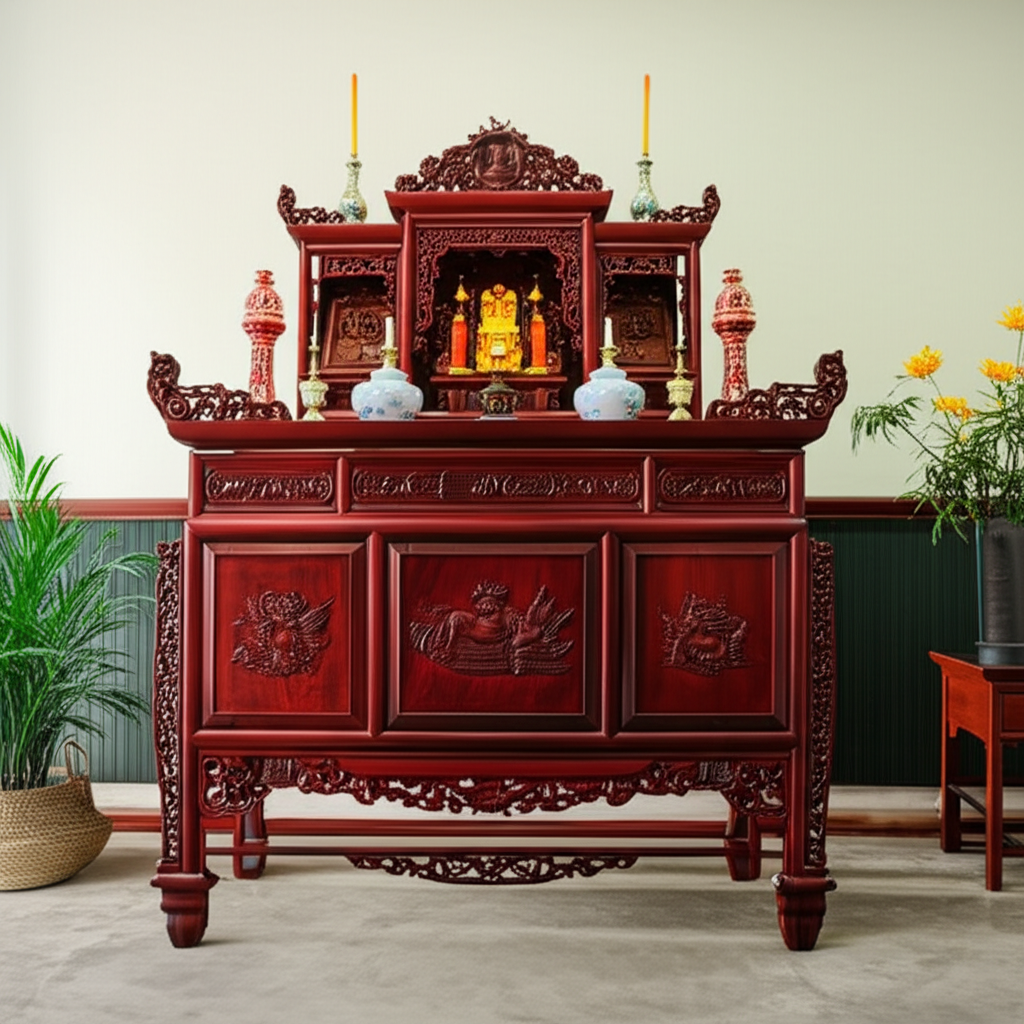 Trạm khắc bàn thờ: Phong thủy rước lộc, đón bình an