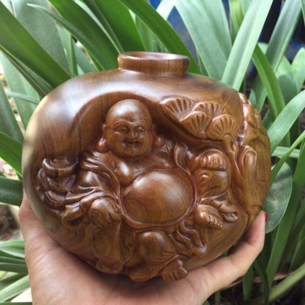 Bình phú quý di lặc gỗ bách xanh