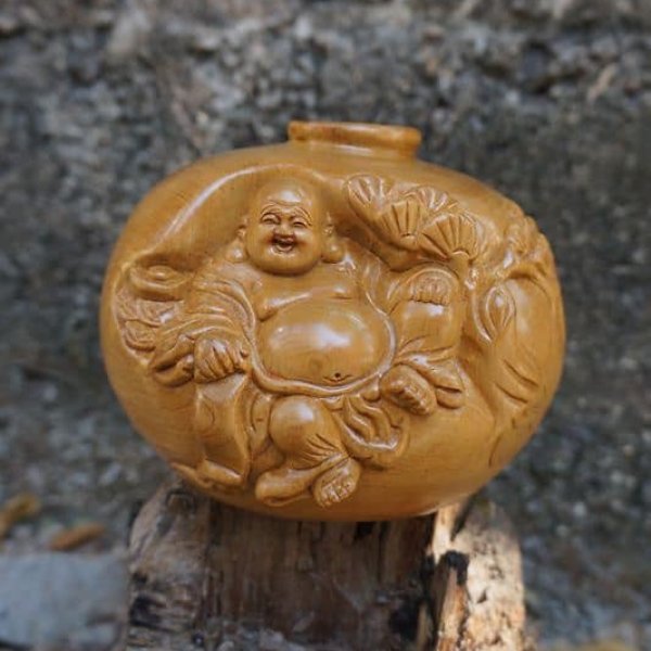 Bình phú quý di lặc gỗ bách xanh - góc nhìn 8