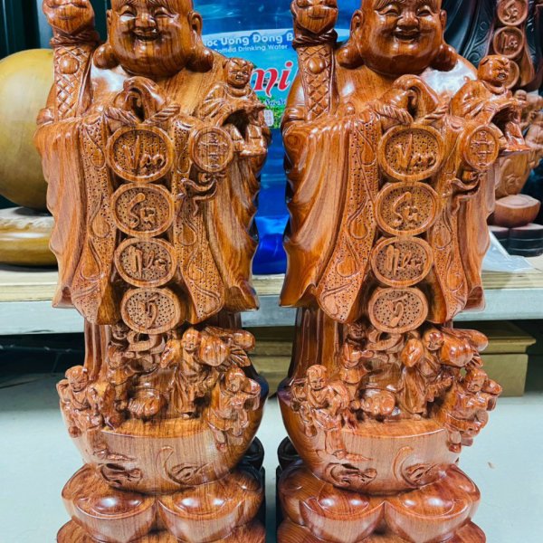 Di lặc chúc phúc Vạn sự như ý gỗ hương cao 50 cm - góc nhìn 5