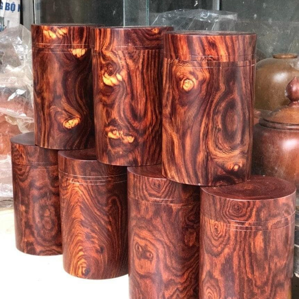 Hộp chè gỗ trắc dây để trơn vân gỗ độc đáo - Hộp đựng trà