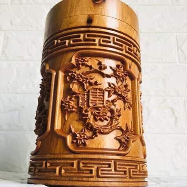 Hộp chè tứ quý gỗ bách xanh