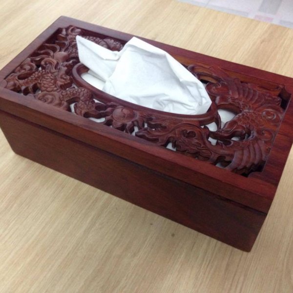 Hộp giấy ăn long phụng sum vầy gỗ hương - góc nhìn 6