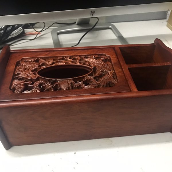 Hộp giấy long phụng 3 ngăn gỗ hương viền cong - góc nhìn 5