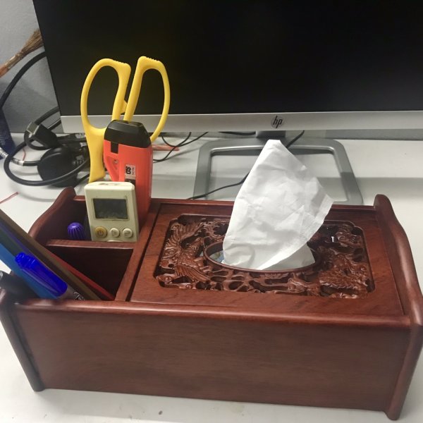 Hộp giấy long phụng 3 ngăn gỗ hương viền cong - góc nhìn 6