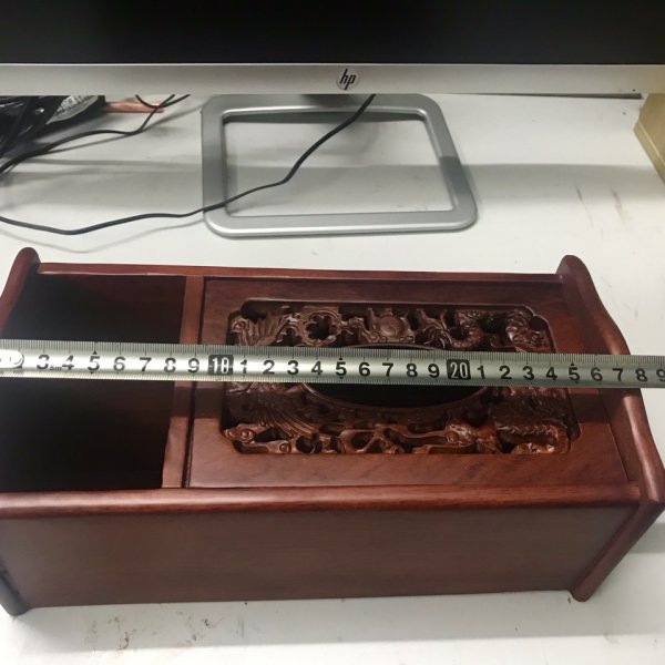 Hộp giấy long phụng 3 ngăn gỗ hương viền cong - góc nhìn 7