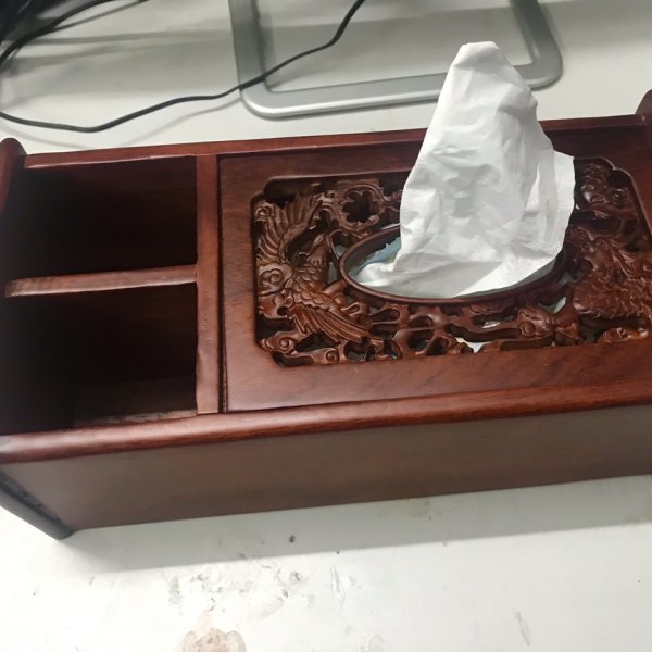 Hộp giấy long phụng 3 ngăn gỗ hương viền cong - góc nhìn 9