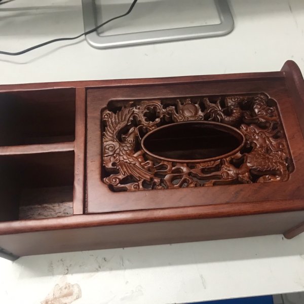 Hộp giấy long phụng 3 ngăn gỗ hương viền cong - góc nhìn 10