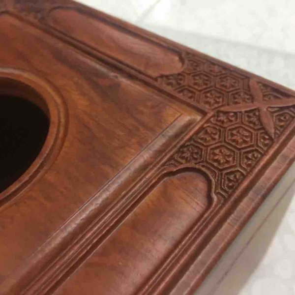 Hộp giấy vuông gỗ hương 16 cm - góc nhìn 8