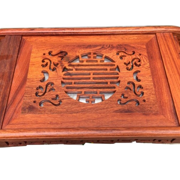 Khay trà gỗ hương chân cuốn thư loại 45 cm - góc nhìn 2