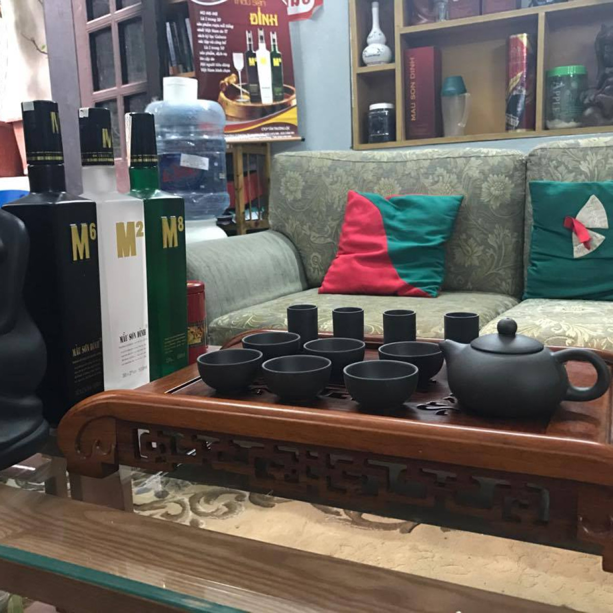 Khay trà gỗ hương chân cuốn thư loại 45 cm - Khay trà