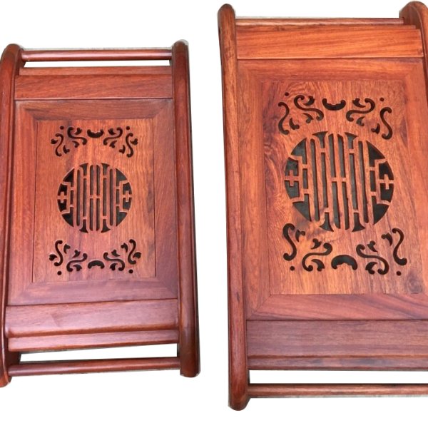 Khay trà gỗ hương chân cuốn thư loại 45 cm - góc nhìn 3