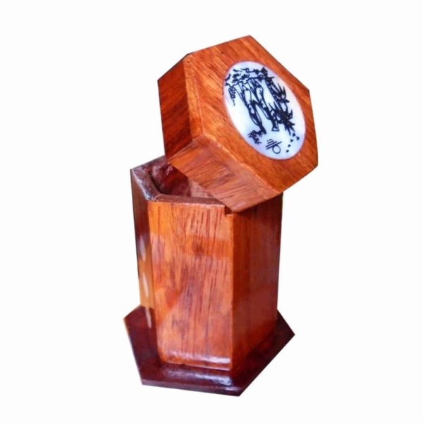 Lọ tăm cô gái hình lục giác gỗ hương - góc nhìn 4