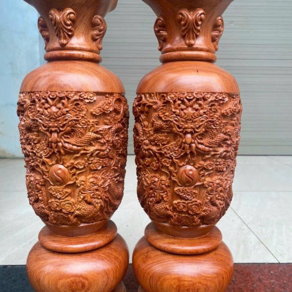 Lục bình cửu long gỗ hương cao 50 cm