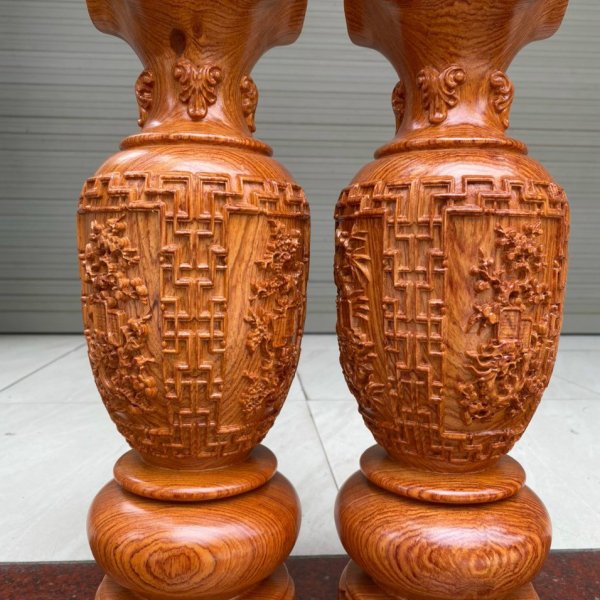 Lục bình tứ quý gỗ hương đá cao 40 cm - góc nhìn 5