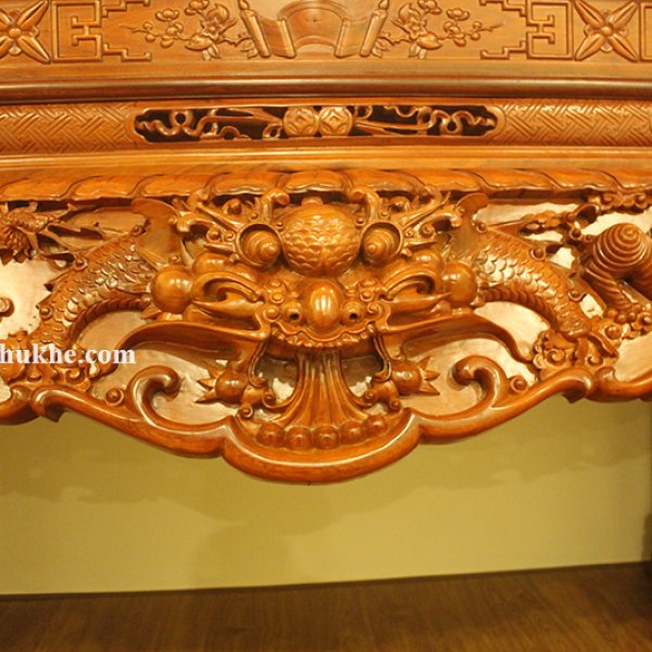 Sập thờ tứ linh gỗ gụ dài 197 cm - góc nhìn 3