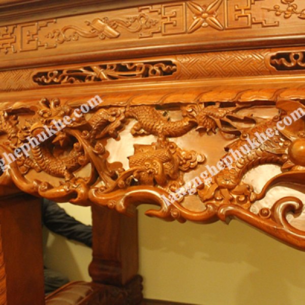 Sập thờ tứ linh gỗ gụ dài 197 cm - góc nhìn 4