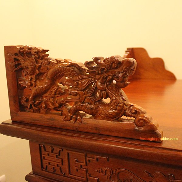 Sập thờ tứ linh gỗ gụ dài 197 cm - góc nhìn 5