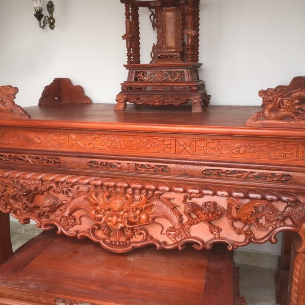 Sập thờ tứ linh gỗ gụ dài 197 cm - góc nhìn 7