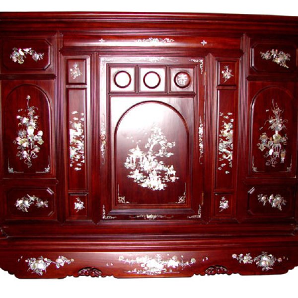 Tủ thờ 3 cánh khảm trai ốc gỗ gụ