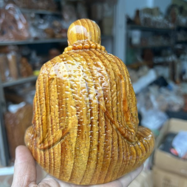 Tượng Đạt Ma ngồi thiền gỗ huyết long cao 15 cm - góc nhìn 4