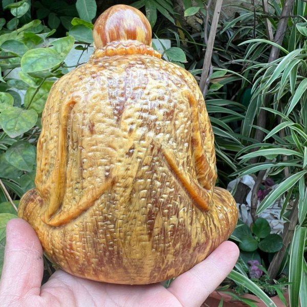 Tượng Đạt Ma ngồi thiền gỗ ngọc am cao 15 cm - góc nhìn 2