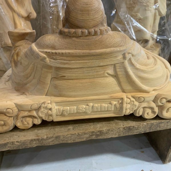 Tượng Di lặc Vạn sự như ý gỗ ngọc am ngang 30cm - góc nhìn 5