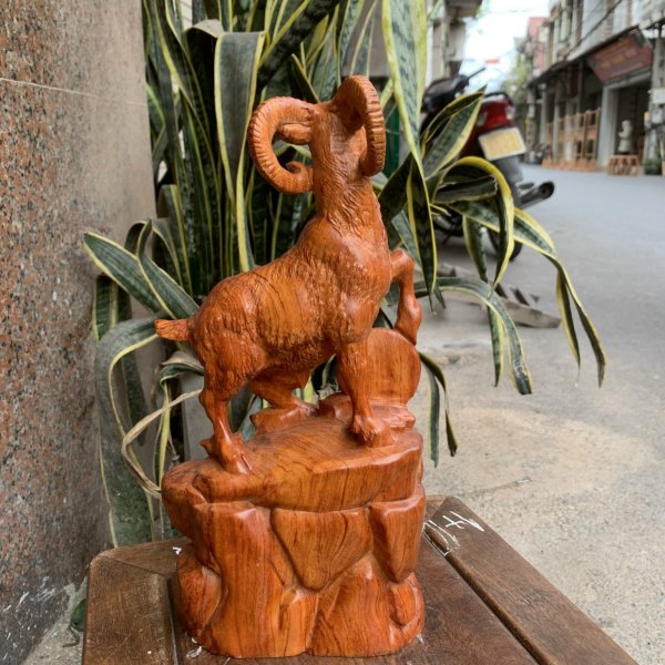 Tượng Nhất dương tài lộc gỗ hương đá cao 30cm - góc nhìn 9