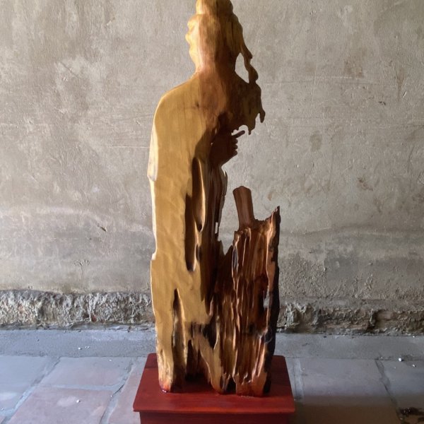 Tượng Thần trà Lục Vũ gỗ lũa - góc nhìn 4