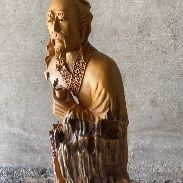 Tượng Thần trà Lục Vũ gỗ lũa - góc nhìn 7